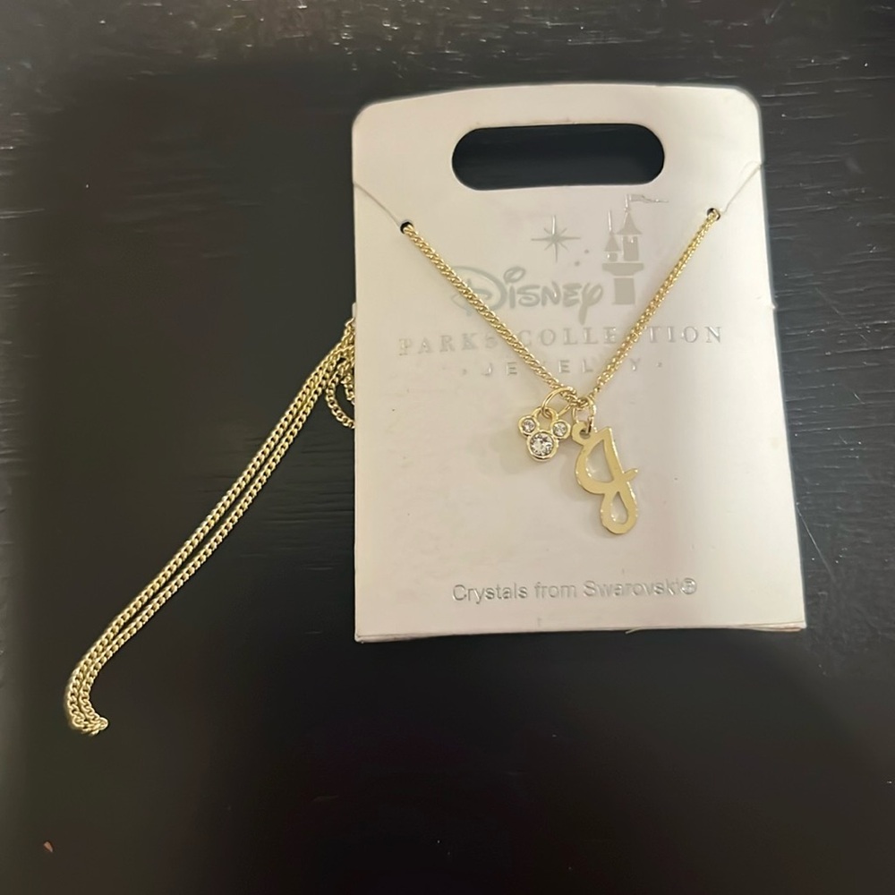 Gold Disney Necklace with cursive J